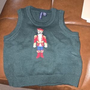 Janie and Jack Sweater Vest, 6-12 Months, Green With Toy Soldier